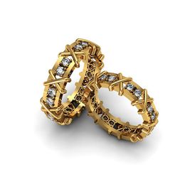 Aliança de Casamento Entrelaço Radiante - com Diamantes Ouro 18k 750 - Helder Joalheiros