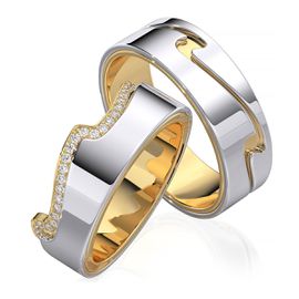 Aliança em Ouro 18k Trabalhada e Cravejada com Diamantes - Helder Joalheiros