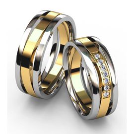 Aliança de Bodas Harmonia Curva em Ouro 18k com Diamantes - 7,0 Milímetros - Helder Joalheiros