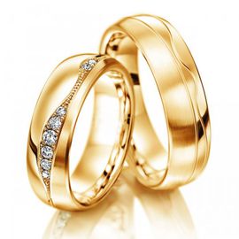 Aliança de Casamento Ondas de Amor em Ouro 18k Com Diamantes Maceio - 6,0 Milímetros - Helder Joalheiros