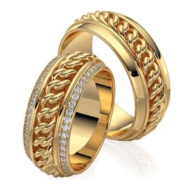 Aliança de Casamento Expressão Silenciosa do Amor Eterno em Ouro 18k Corrente com Diamantes - Helder Joalheiros