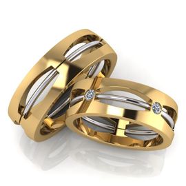 Aliança Bodas de Prata Eternidade Entrelaçada Um Amor em Duas Cores - Ouro 18k - com Diamantes - Helder Joalheiros