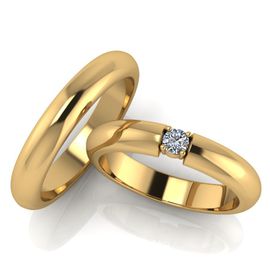 Aliança de Casamento Solitário com Diamante de 18 Pontos - Helder Joalheiros