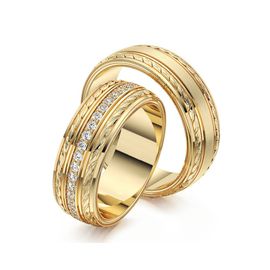 Aliança de Casamento Trabalhada com Trança Cravejada com Diamantes - Ouro 18k 750 - Helder Joalheiros