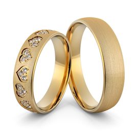 Aliança em Ouro 18k Corações com Diamantes - Helder Joalheiros