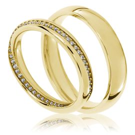 Aliança de Casamento Cravejada com Brilhantes - Helder Joalheiros 