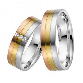 Aliança de Bodas Tricolor em Ouro 18k - Helder Joalheiros 