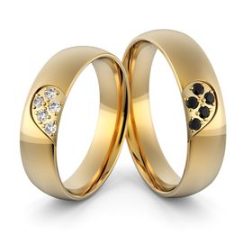 Aliança em Ouro 18k com Diamantes Branco e Diamantes Negro - Helder Joalheiros