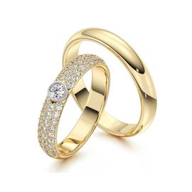 Aliança Solitário Com Diamantes - Casamento e Noivado - Ouro 18k - Helder Joalheiros