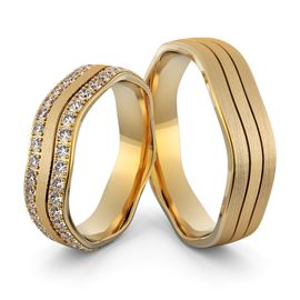 Aliança de Casamento e Noivado com Diamantes em Ouro 18k - Helder Joalheiros