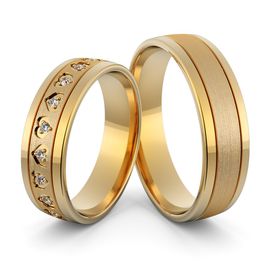 Aliança de Casamento e Noivado em Ouro 18k Coração com Diamantes - Helder Joalheiros 