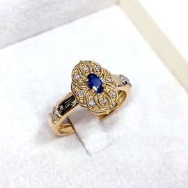 Anel de Formatura Ouro 18k com Pedra Oval e Brilhantes - Helder Joalheiros 
