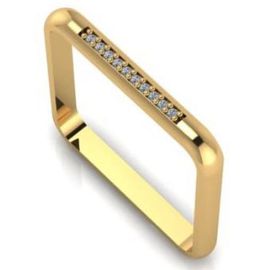 Anel em Ouro 18k Quadrado com Diamantes - Helder Joalheiros 