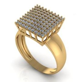 Anel em Ouro 18k Quadrado Cravejado com Diamantes - Helder Joalheiros