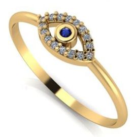 Anel em Ouro 18k Olho Grego com Safira Azul - Helder Joalheiros