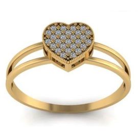 Anel em Ouro 18k Coração Cravejado com Diamantes - Helder Joalheiros