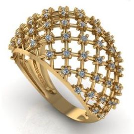 Anel em Ouro 18k Abaulado Cravejado com Diamantes - Helder Joalheiros
