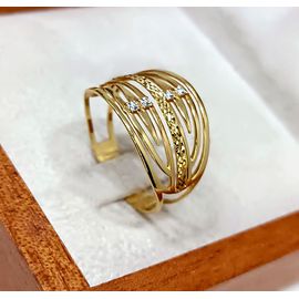 Anel em Ouro 18k Vazado Centro Diamantado - Helder Joalheiros 