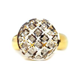 Anel em Ouro Amarelo e Branco 18k com Brilhantes - Helder Joalheiros 