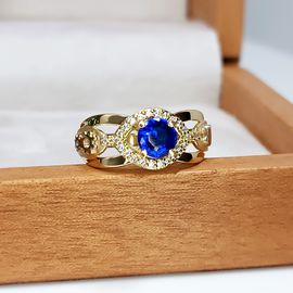 Anel de Formatura Ouro 18k com Pedra Redonda Central e Brilhantes - Helder Joalheiros 