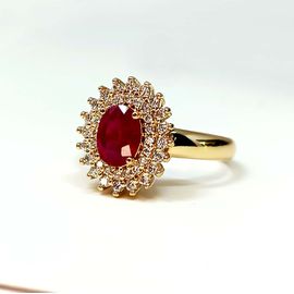 Anel de Formatura em Ouro 18k Oval Borda Cravejada - Helder Joalheiros 