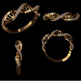 Anel de Formatura em Ouro 18k DNA com Pedras - Helder Joalheiros 