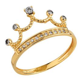 Anel Coroa Princess - com Brilhantes Ouro 18k 750 - Helder Joalheiros