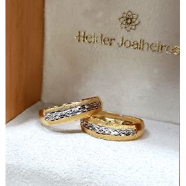 Aparador em Ouro Amarelo e Branco 18k Diamantado - Helder Joalheiros