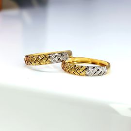 Aparador de Aliança para noivado e Casamento em Ouro 18k Tricolor Diamantado - Helder Joalheiros