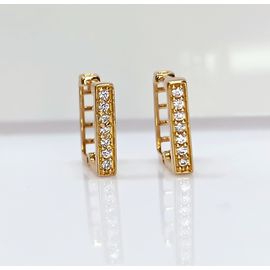 Brinco Argola Quadrada em Ouro 18k com Zircônias - Helder Joalheiros