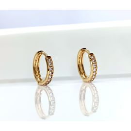 Brinco de Argola Cravejada com Zircônias em Ouro 18k - Helder Joalheiros