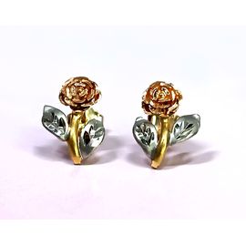 Brinco em Ouro 18k Florzinha Tricolor - Helder Joalheiros