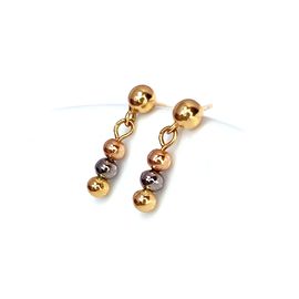 Brinco em Ouro 18k Bolinha Tricolor - Helder Joalheiros 