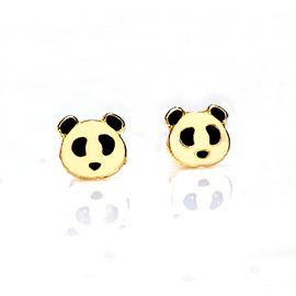 Brinco em Ouro 18k Ursinho Panda Esmaltado - Helder Joalheiros