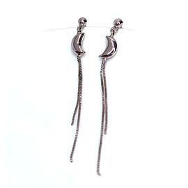 Brinco em Ouro Branco 18k Lua com Corrente Veneziana - Helder Joalheiros 