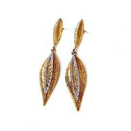 Brinco em Ouro 18k Folhas Diamantadas - Helder Joalheiros 