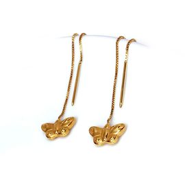 Brinco em Ouro 18k Borboleta Polida Corrente - Helder Joalheiros 