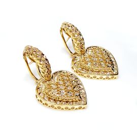 Brinco em Ouro 18k Coração Cravejado com Diamantes Lapidação Brilhantes - Helder Joalheiros
