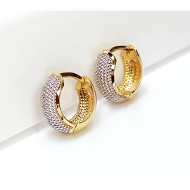 Brinco em Ouro Amarelo e Branco 18k Argola Patrão Diamantado - Helder Joalheiros 