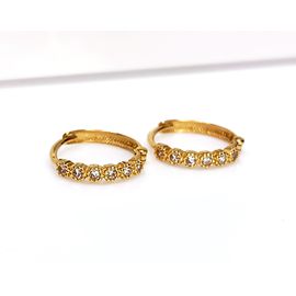 Brinco em Ouro 18k Argola Bolinha Cravejada - Helder Joalheiros 