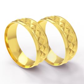 Aliança em Ouro 18k de Casamento e Noivado Trabalhada larga com 7,0 Milímetros - Helder Joalheiros