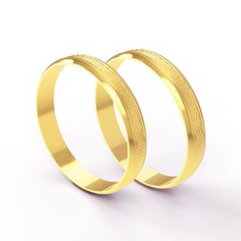 Aliança de Casamento e Noivado em Ouro 18k Trabalhada personalizada com 3,5 Milímetros - Helder Joalheiros