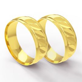Aliança em Ouro 18k larga Trabalhada e Desenhada com 7,0 Milímetros - Helder Joalheiros 