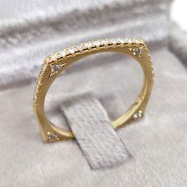Meia Aliança Quadrada em Ouro 18k com Diamantes - Helder Joalheiros 