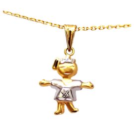 Pingente em Ouro Amarelo e Branco 18k Menina - Helder Joalheiros