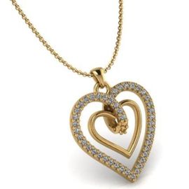 Pingente em Ouro 18k Coração Duplo com Diamantes - Helder Joalheiros