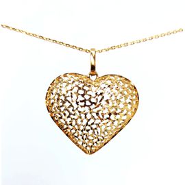 Pingente em Ouro 18k Coração com Trabalhado Diamantado - Helder Joalheiros