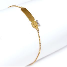 Pulseira Infantil em Ouro 18k Plaquinha Menina Ouro Branco e Ouro Amarelo - Helder Joalheiros