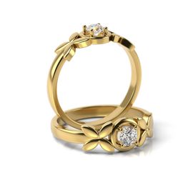 Solitário em Ouro 18k Borboletas com Diamante - Helder Joalheiros