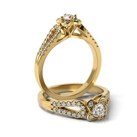 Solitário em Ouro 18k Flor com Diamantes - Helder Joalheiros